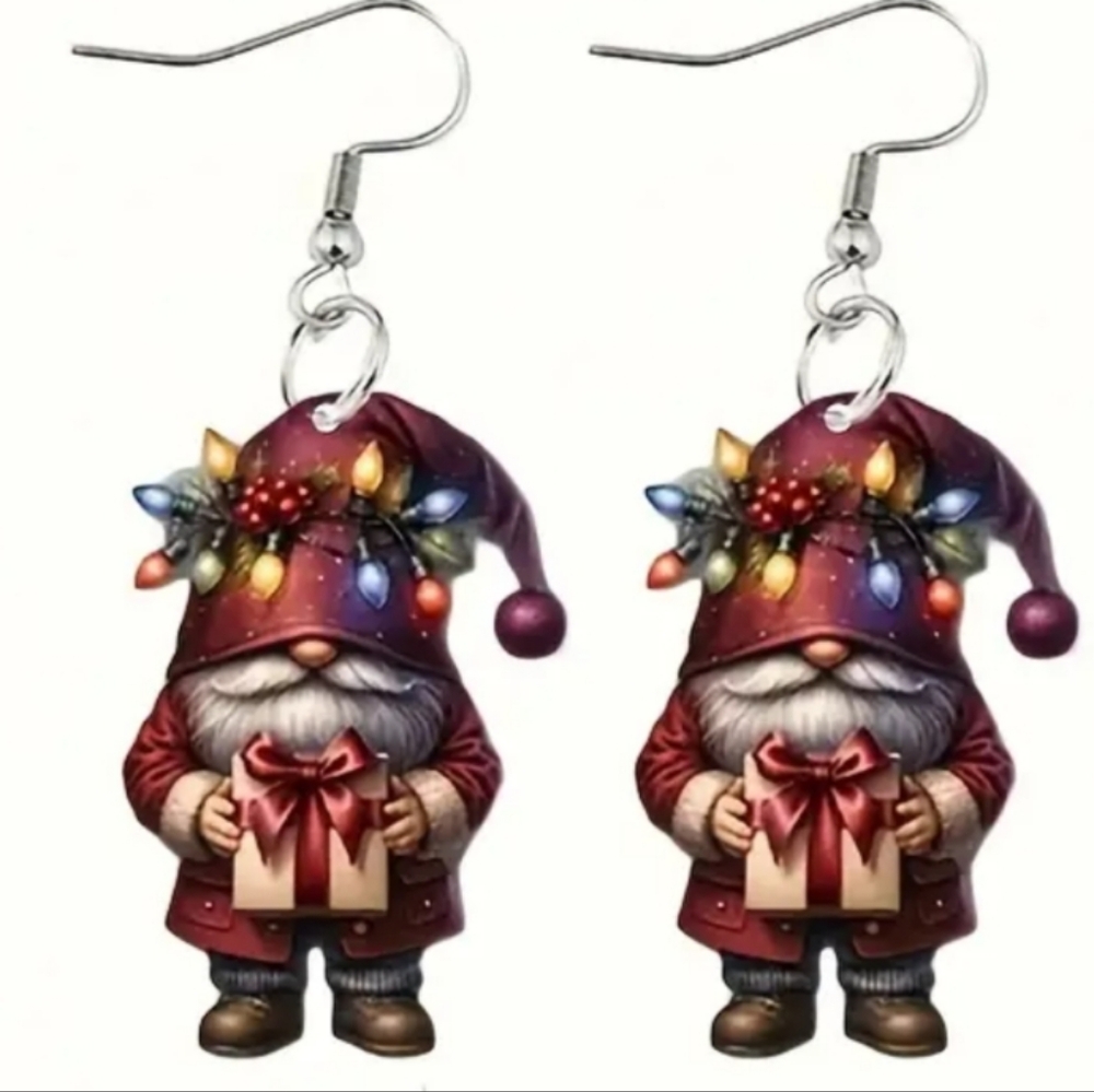 Christmas‎ Colorful Festive Gnome Fishhook Lightweight Earrings
